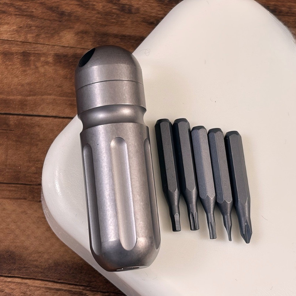 Screwdriver Bit Set with Waterproof Titanium Organizer Holder Magnetic EDC Tools