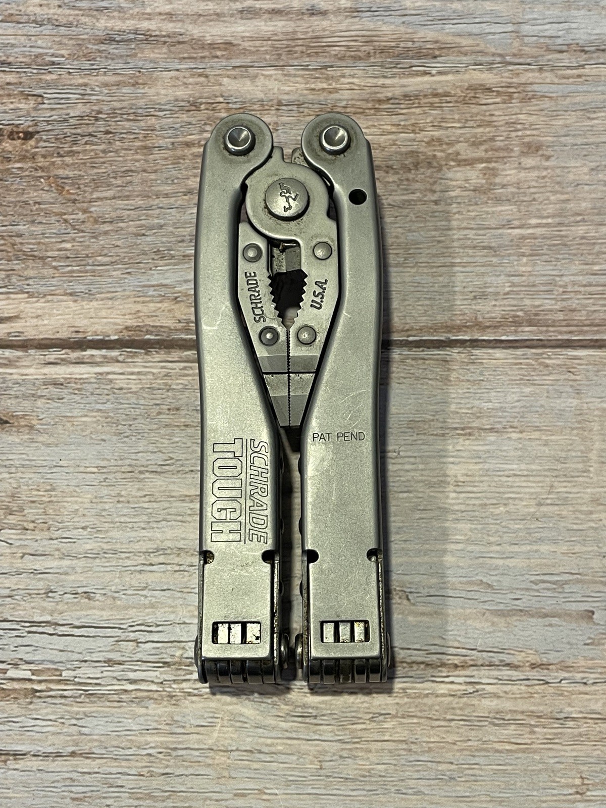 Vintage Schrade Tough Tool ST1 Multi-Tool Pliers Knife w Leather Sheath Nice!