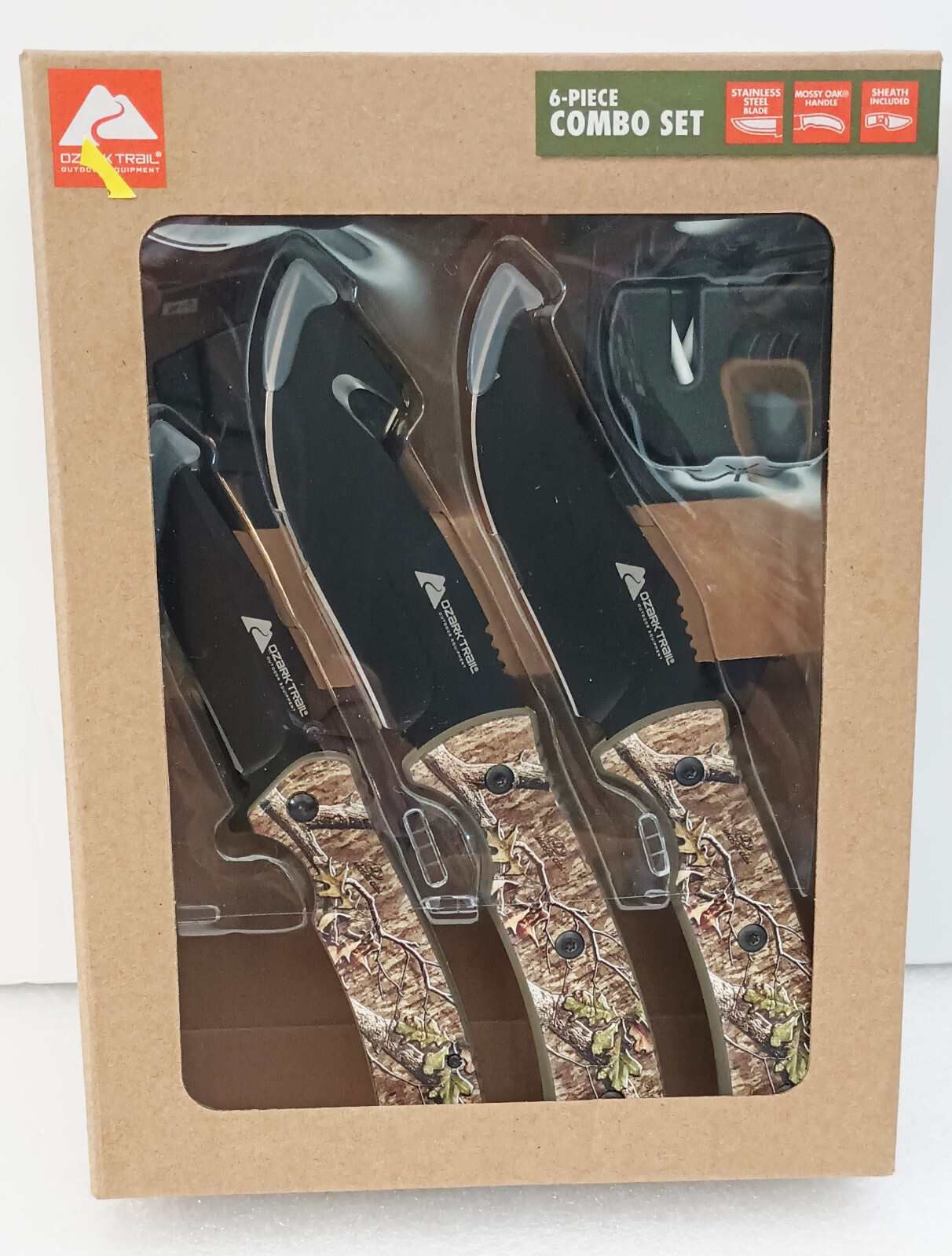Ozark Trail 6 Piece Combo Knife Set 8.25 inches Fixed Blade & Gut Hook NEW