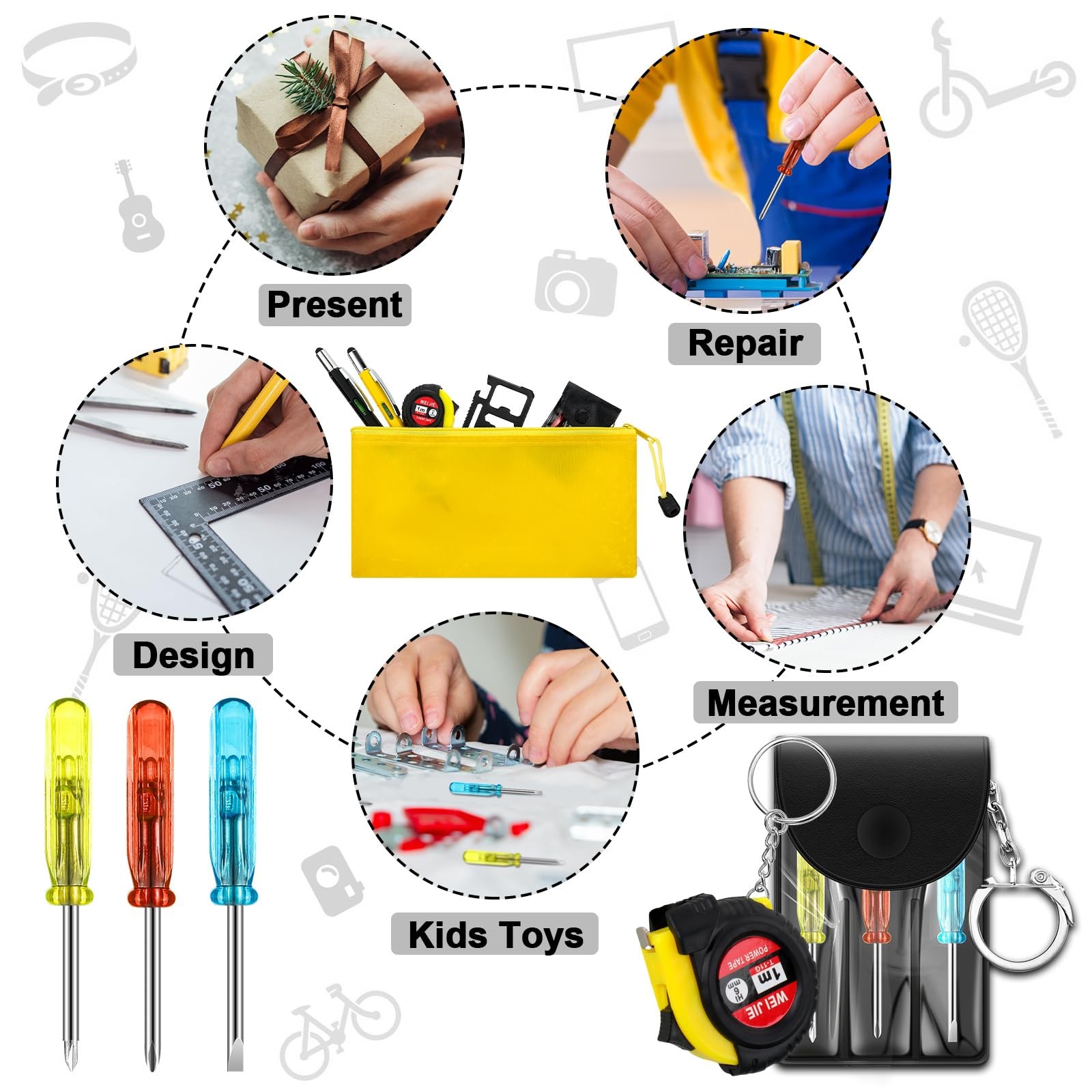 100 Pcs Mini Tape Measure Keychain Set Bulk Gifts for Men Father’s Day Party …