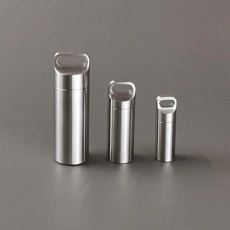 Hight Stainless Steel Waterproof Charm Pendant Pill Storage Container EDC Tool
