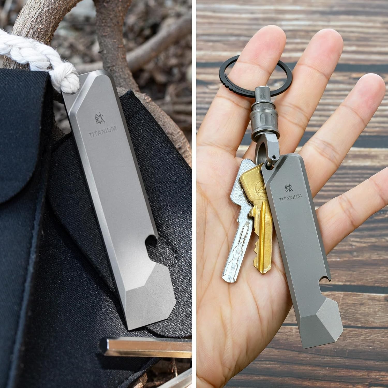 Titanium EDC Multi-Tool Pry Bar with Bottle Opener