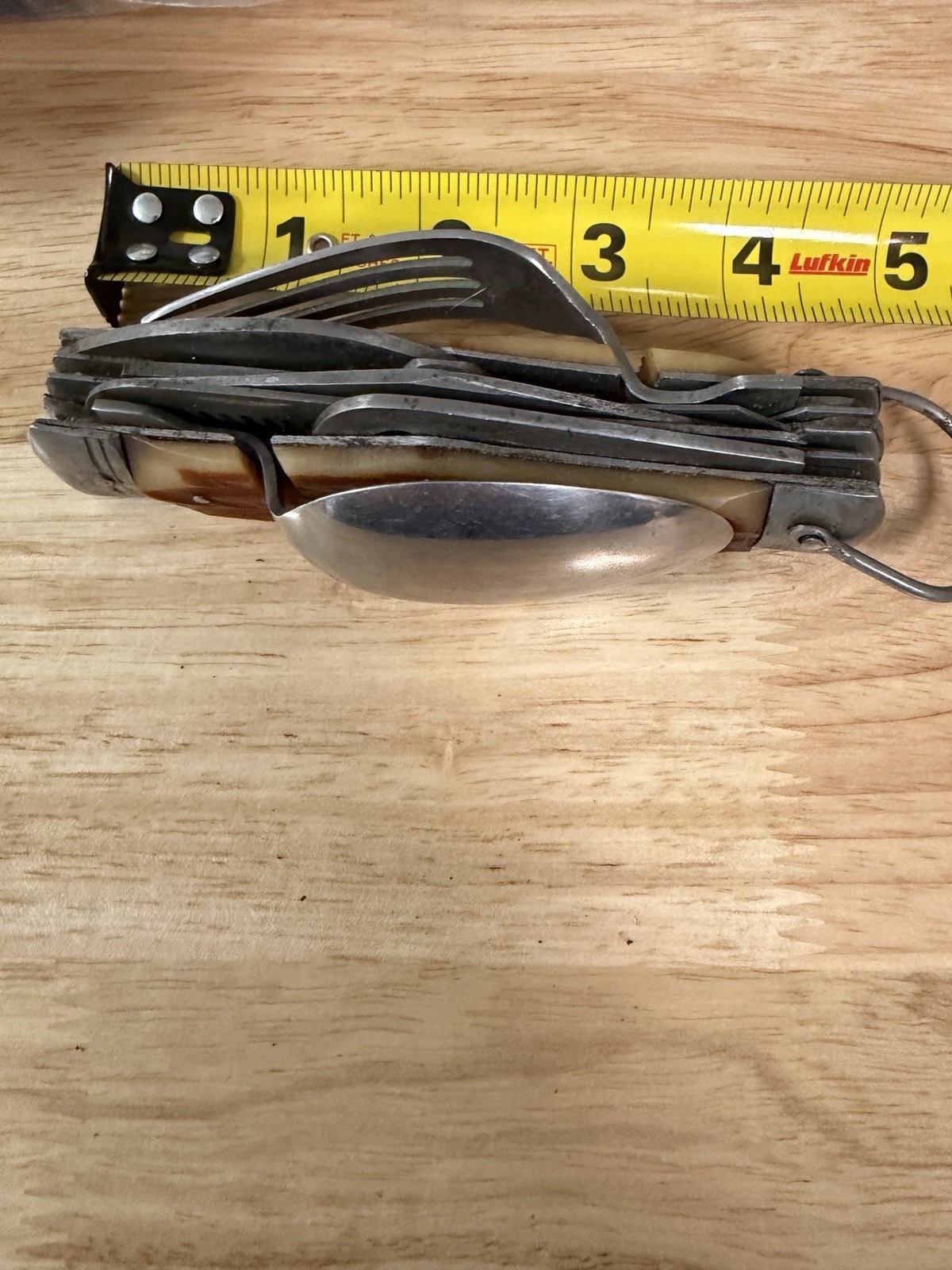 Multi Tool Survival Camping Knife Vintage Fork Spoon Cork Screw