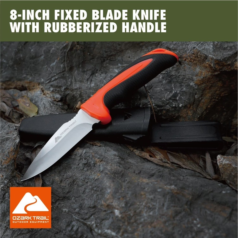 7 Piece Camping Multitool Set with Hammer Axe Flashlight Survival Knife Kit