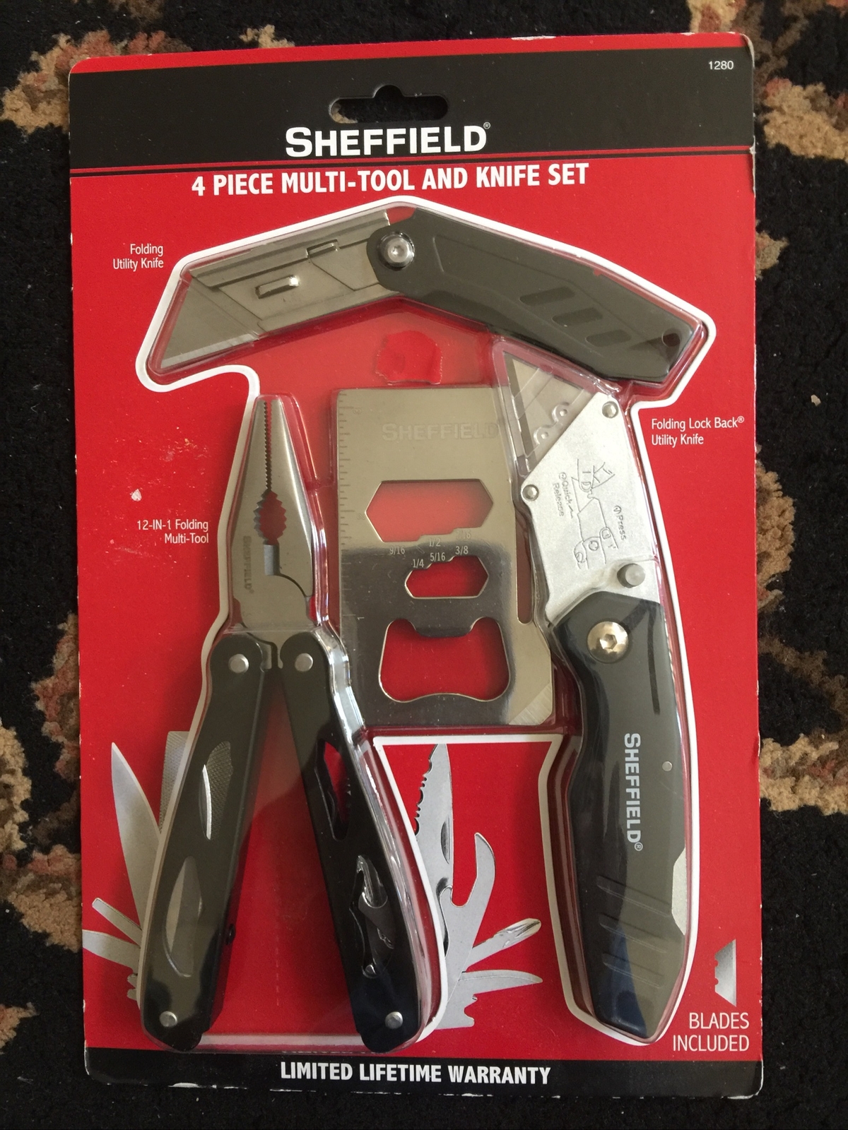 Set of 4 Sheffield 4 Piece Multi-Tool Knife Set(3)+HT Knife Set Blades Included