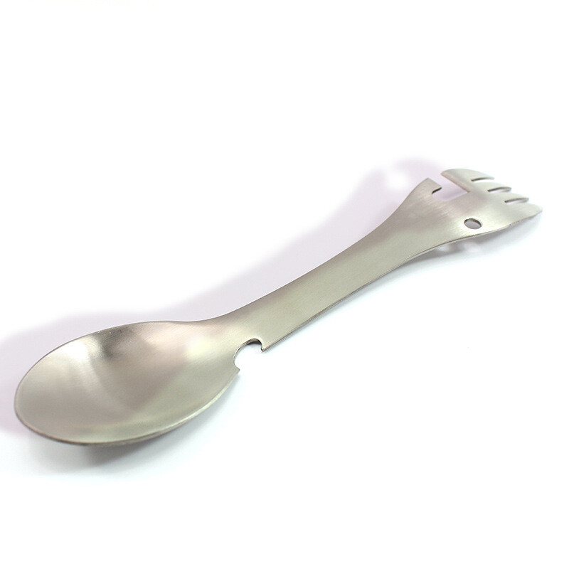 Cubierto De Acero Inoxidable Multifuncional Tenedor Cuchillo Destapador Campimg