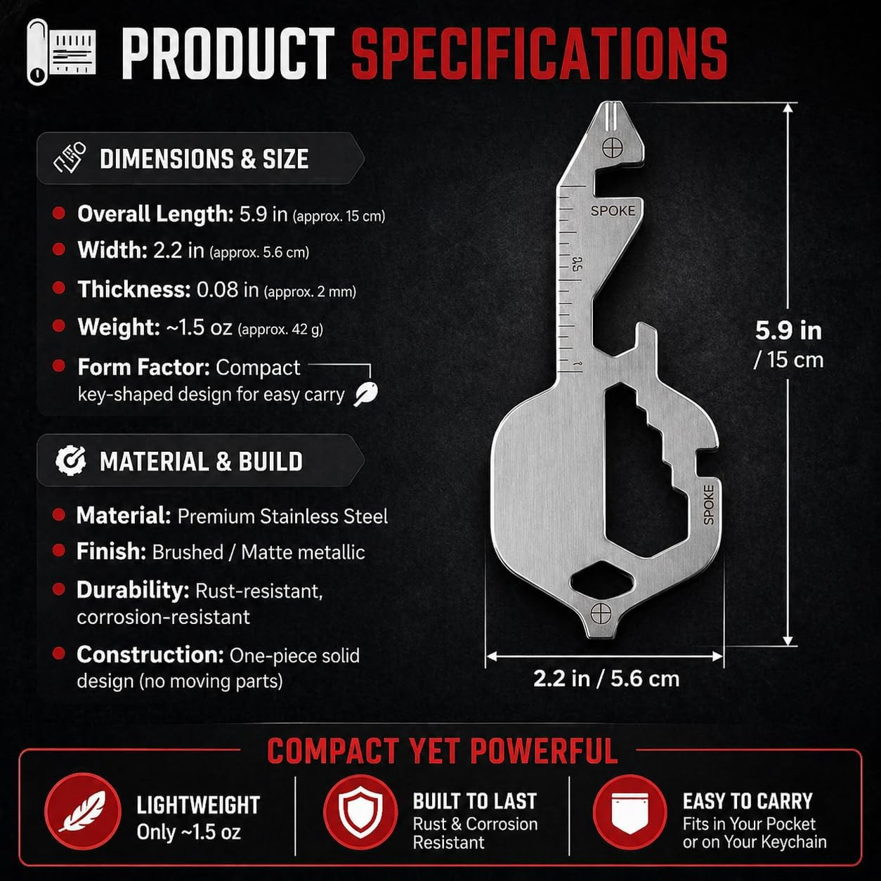 Multitool Keychain – Stainless Steel Key Ring Tool with Bottle Opener, Screwdriv