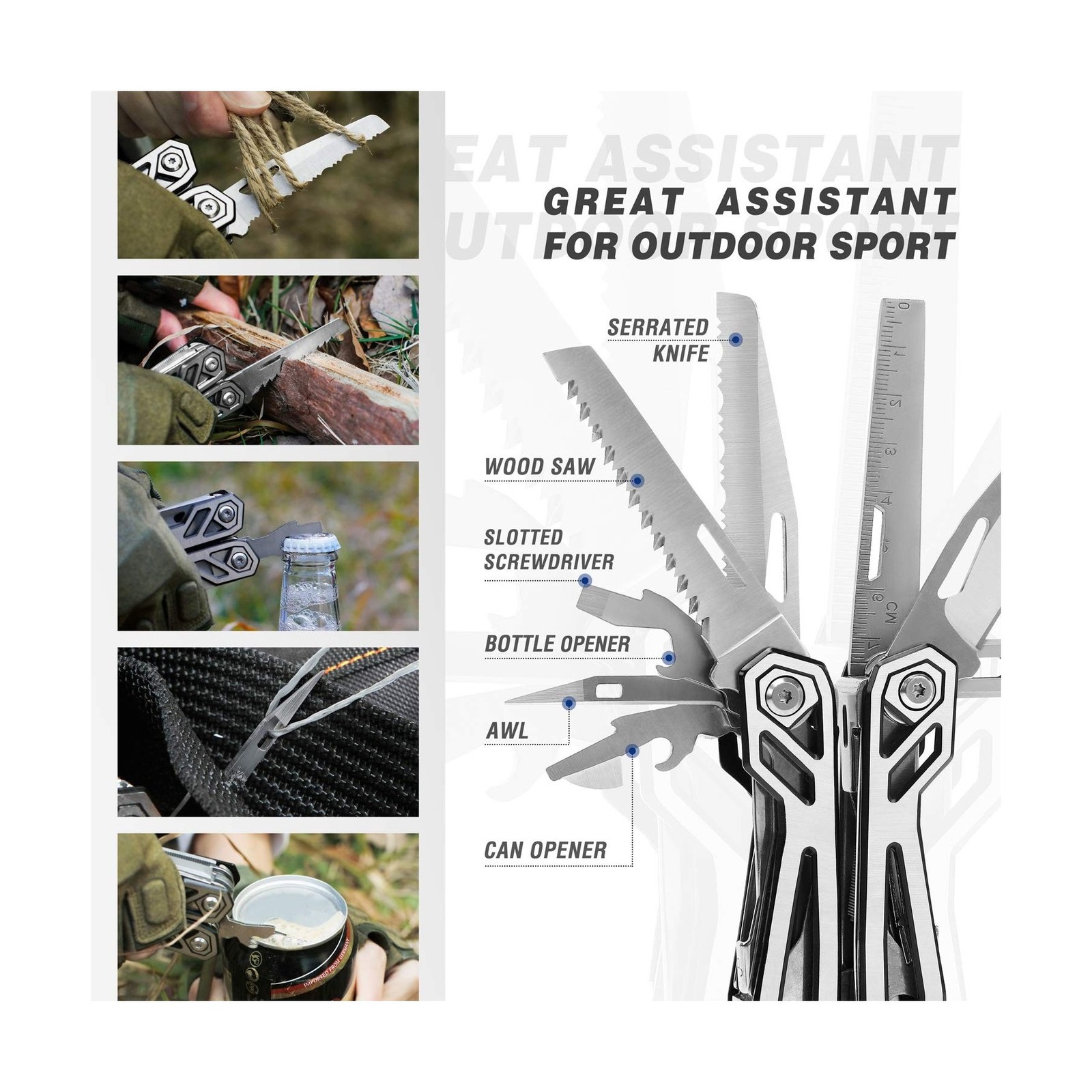 MOSSY OAK Multitool, 21-in-1 Stainless Steel Pocket Knife with Screwdriver Sl…