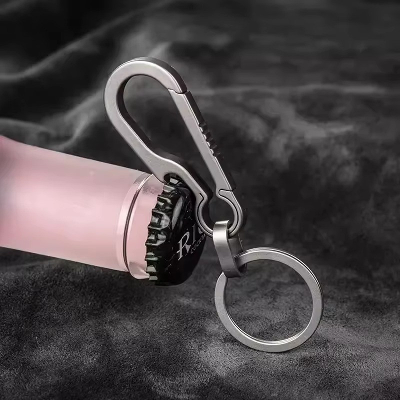 Titanium Carabiner Keychain + Bottle Opener EDC Camping Hiking Fishing Travel