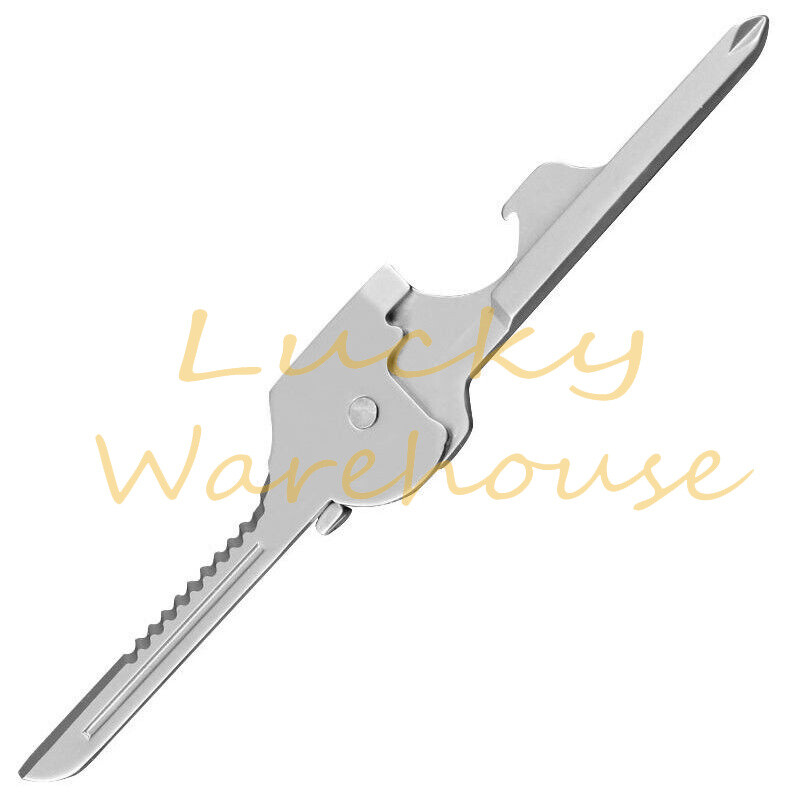 1PCS New 6-in-1 Utili Key Tool Keyring Keychain Multifunction Stainless Steel