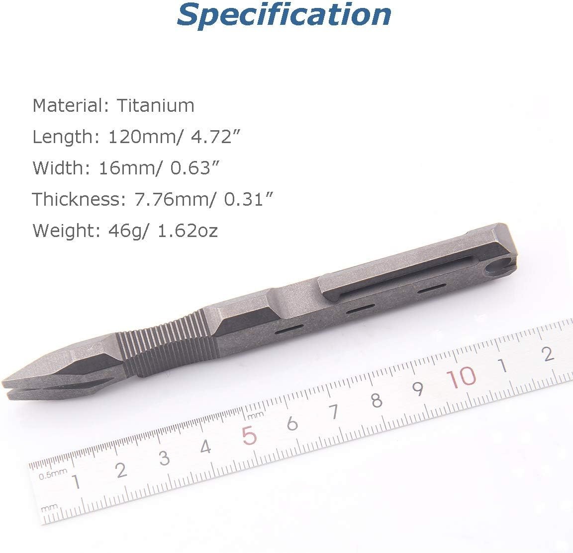 Titanium EDC Pry Bar with Nail Puller Bottle Opener Function with Pocket Clip