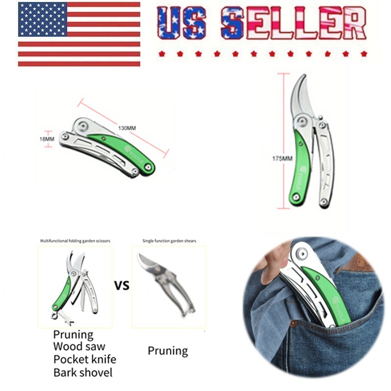 Stainless Steel Multi Tool Pliers Fold Knife Outdoor Camping Garden Scissors