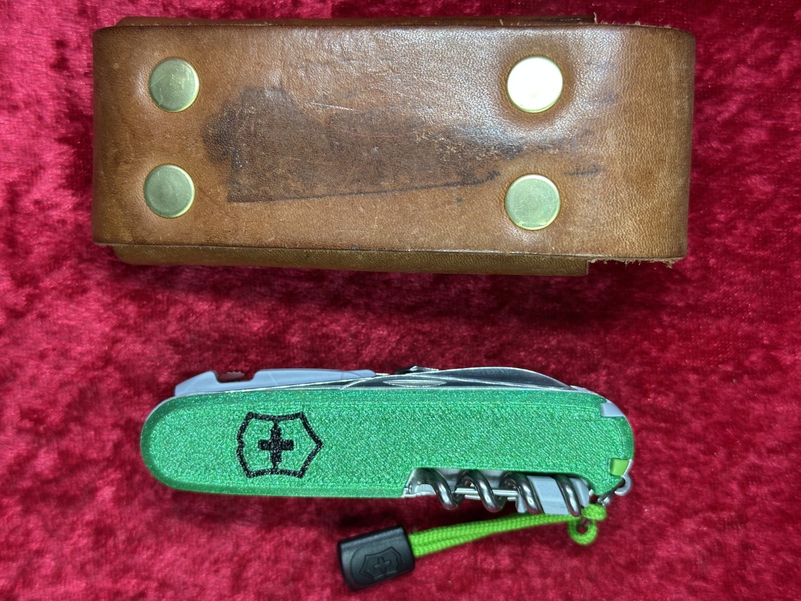 Victorinox Spartan Lite Green 3D Printed Scales Swiss Army Knife w/Sheath (664)