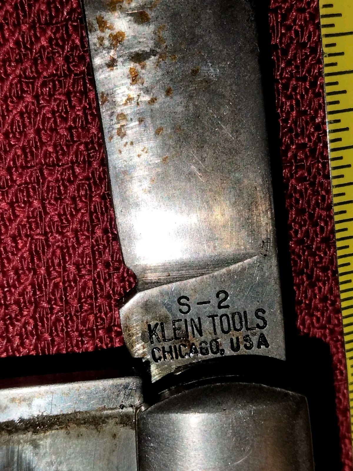 Klein Tools S-2 USA multi-tool knife & locking screwdriver, working, light rust