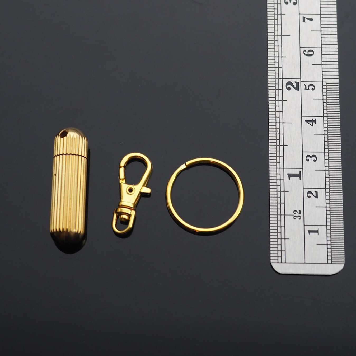 Mini Zipper Pull Brass Capsule Box Cutter Knife Pocket Keychain Key Ring Clip