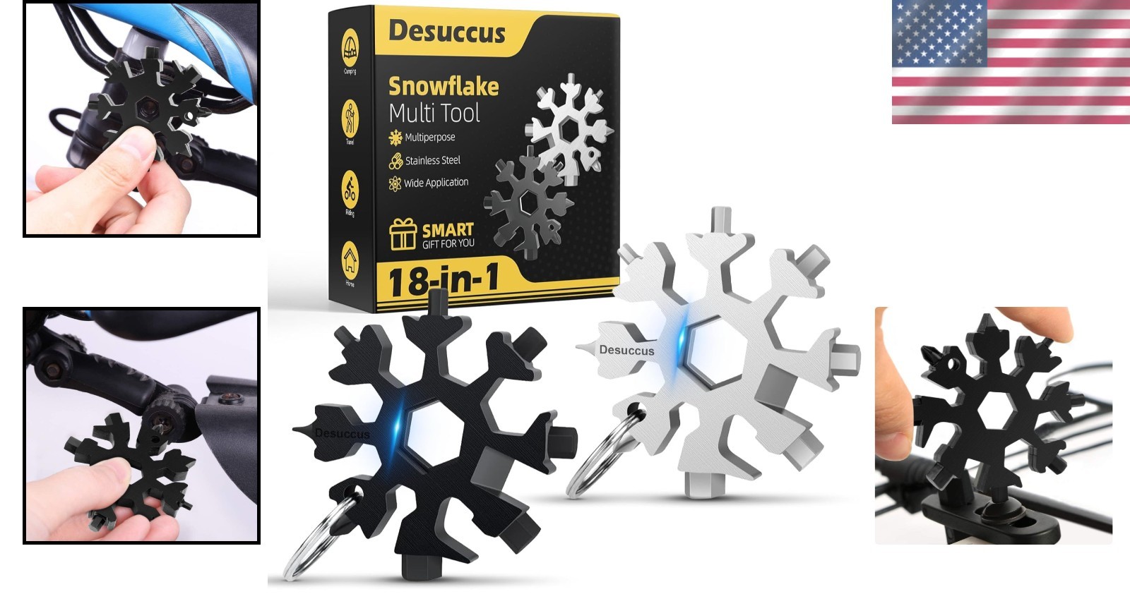 Durable 2-Pack Pocket-Sized Stainless Steel Snowflake Multi Tool for Adventurers