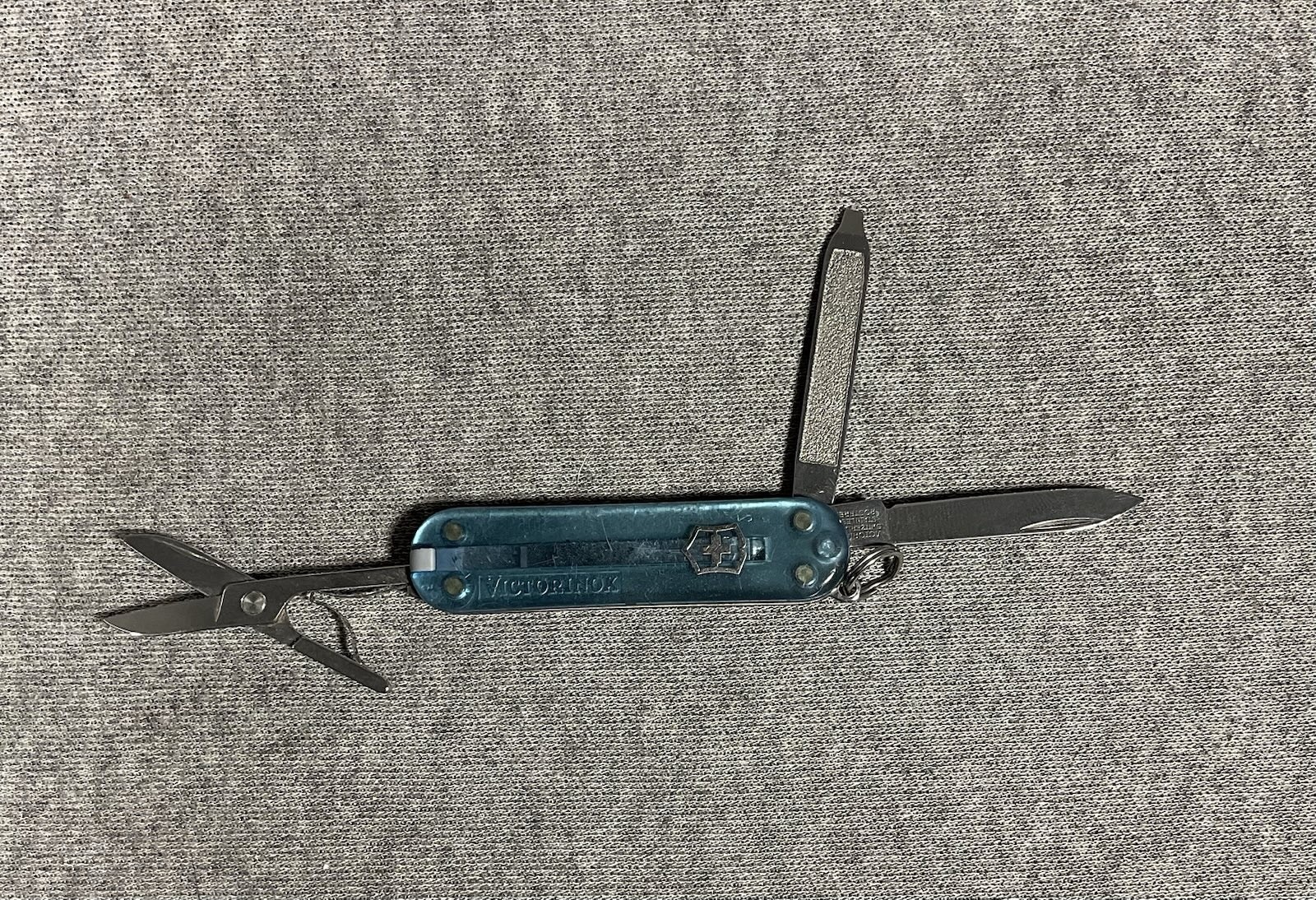 Victorinox Swiss Army Classic Knife Translucent Blue Scissors Blade File Keyring
