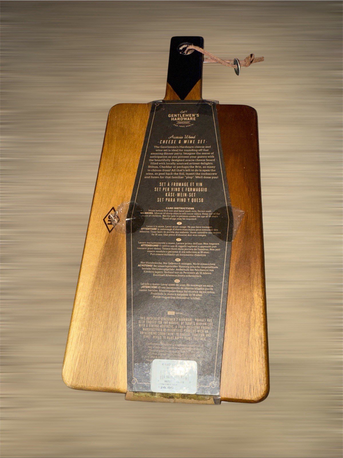 Gentlemen’s Hardware Cheese Board & Wine Set No 156 New