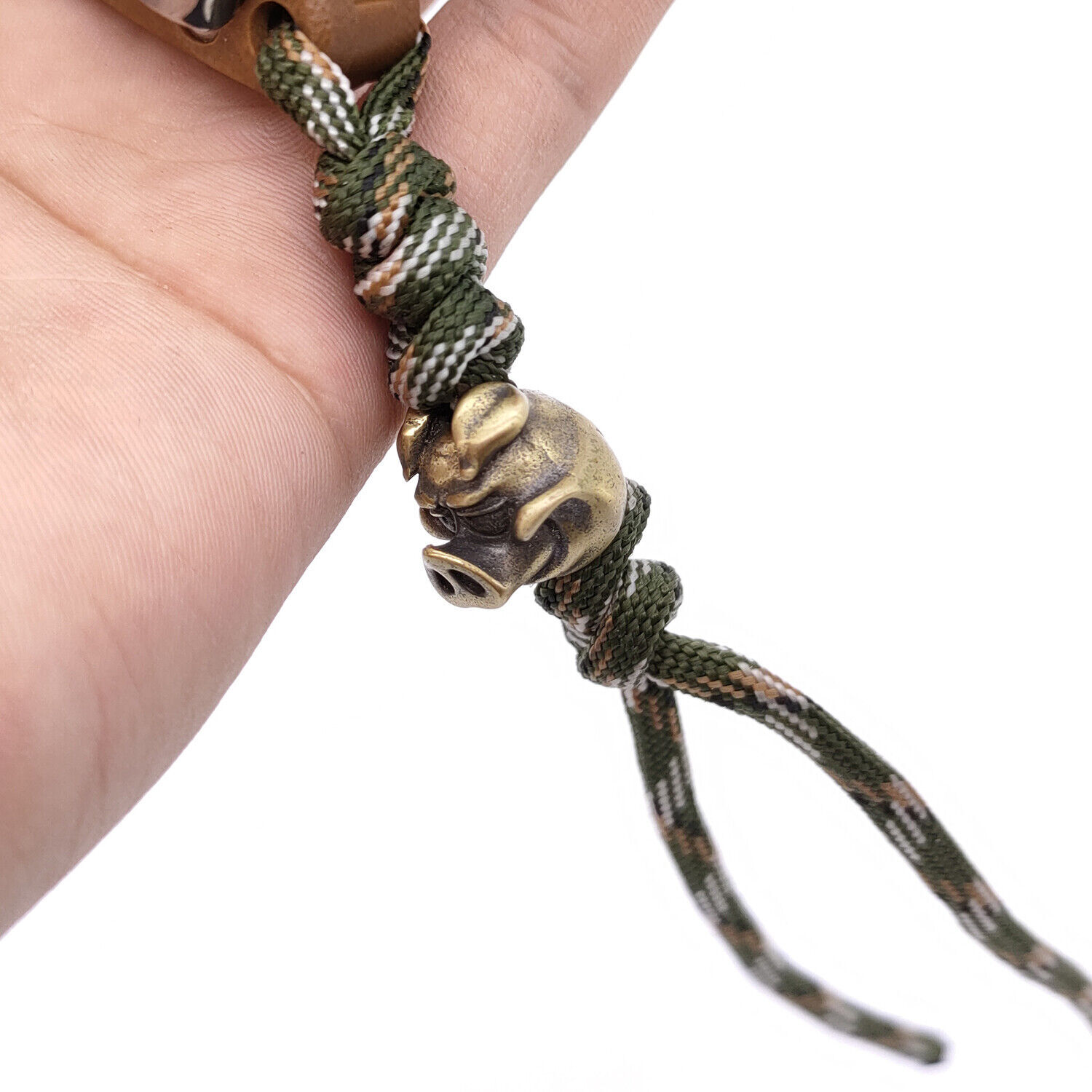 Hot EDC Brass Pig Knife Bead DIY Umbrella Rope Keychain Tool Lanyard Pendant