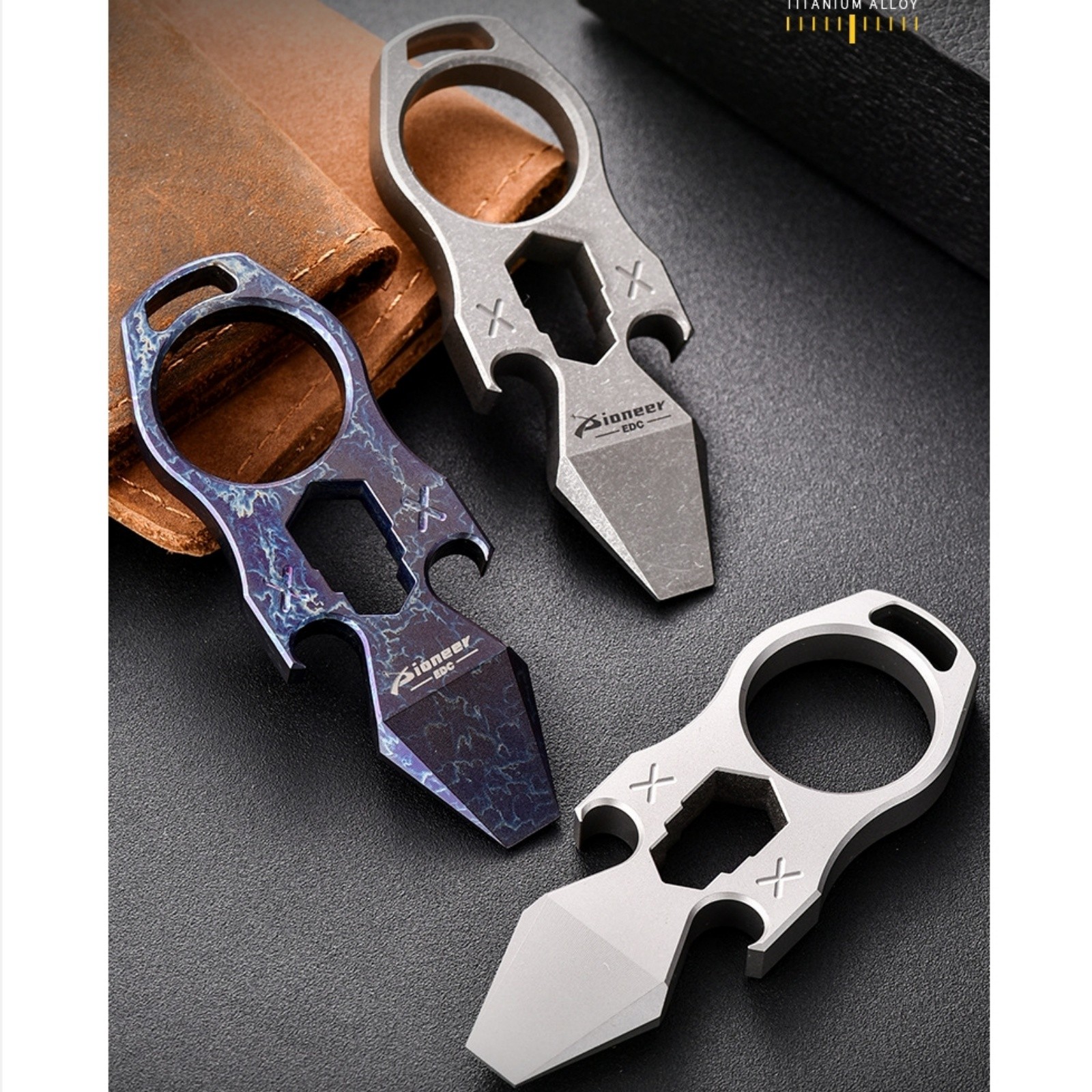 Titanium Alloy EDC Pry Bar Keychain Bottle Opener Wrench Outdoor Survival Tool