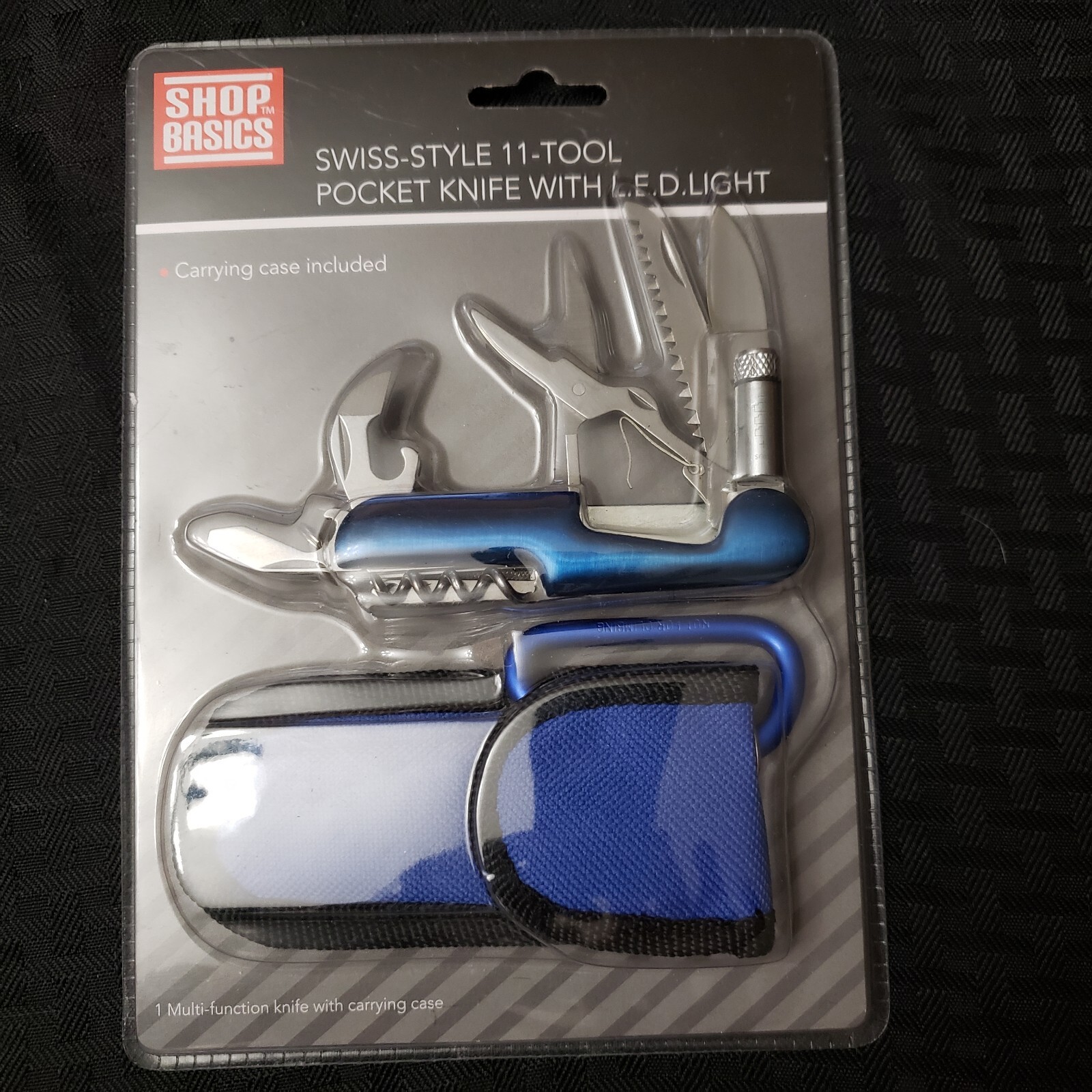 Swiss Style 11 in 1 Tool Pocket Knife with L.E.D. Light Shop Basics