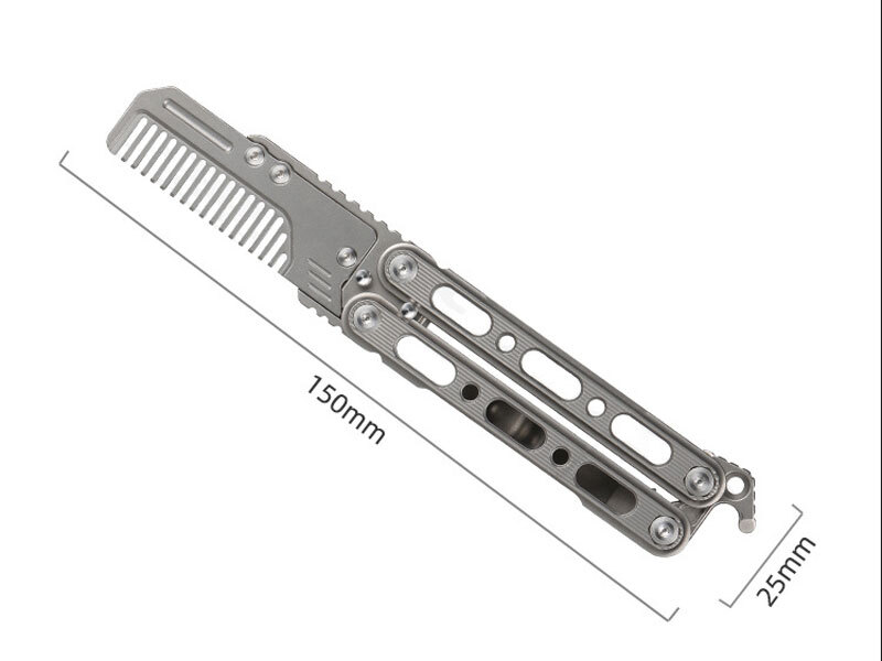 Outdoor Titanium Pocket Folded Comb Replaceable Blade Portable Practice EDC Tool