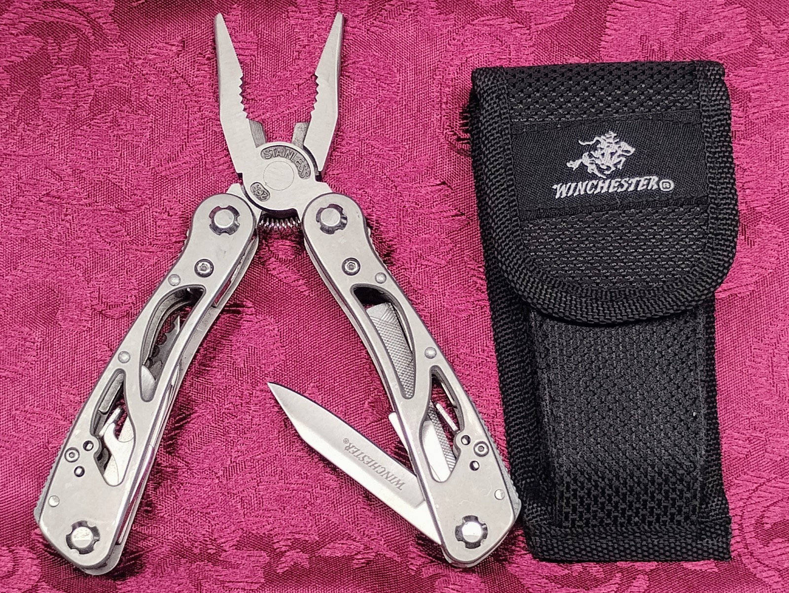 Winchester Multi Tool Mens Pocket Knife Fishing Hunting Shooting Pliers Sheath