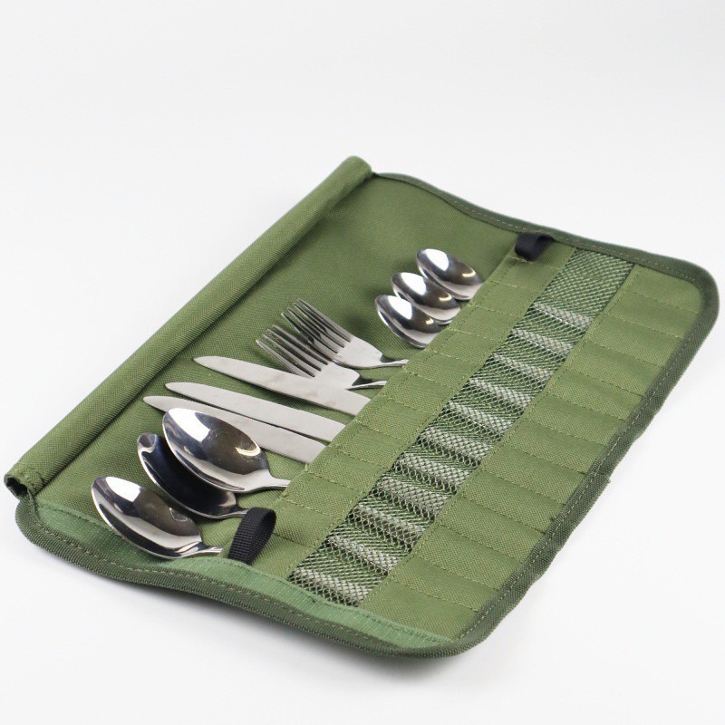 Portable Storage Pouch For Stainless Steel Camping Cutlery Set