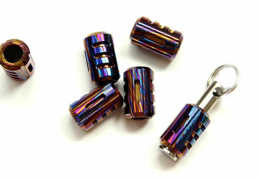 Titanium Moku Ti Timascus Lanyard Umbrella Rope Pendant EDC DIY Bead Zipper Head