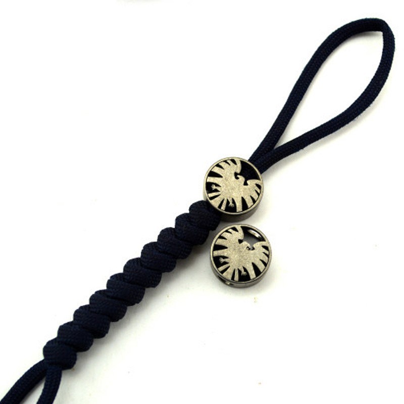 Bird Emblem Metal Knife Lanyard Bead EDC Zipper Pull Pendant Charm