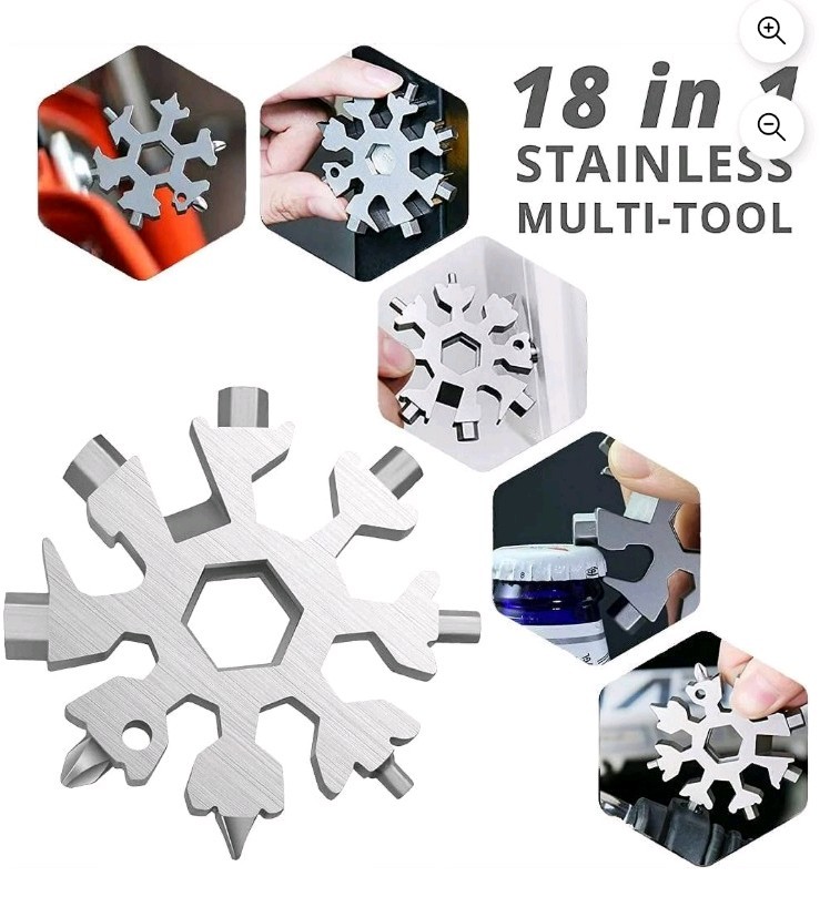 18-in-1 Snowflake Multi Tool | Camping Survival Gear, Screwdriver, Bottle Opener