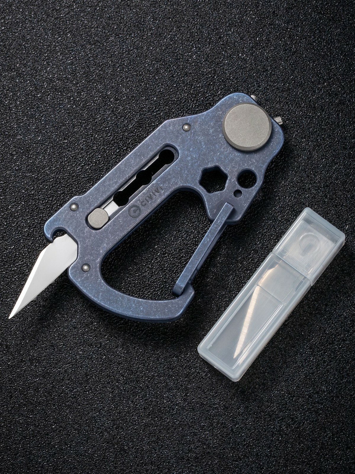 Civivi Polymorph Carabiner Keychain Titanium Multi Tool Blue Utility Blades
