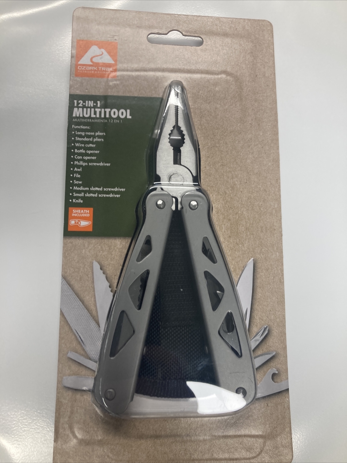 OZARK TRAIL STAINLESS STEEL 12 IN 1 MULTITOOL WITH SHEATH NOS