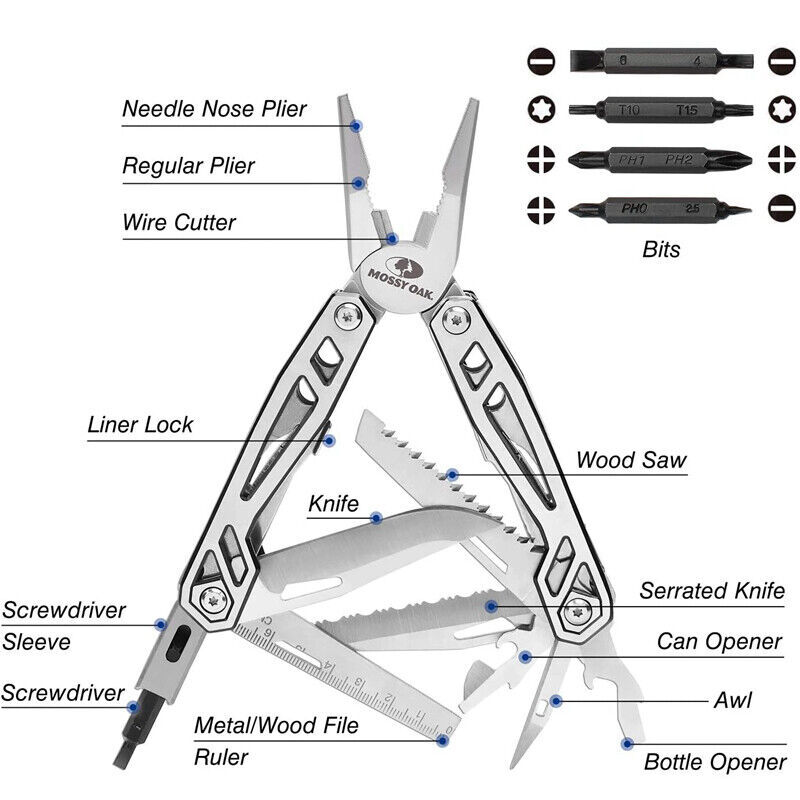 NEW Multitool 15-In-1/21-in-1 Stainless Steel Multi Tool Pocket Knife Plier Tool