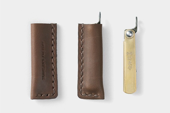 Higonokami brass scabbard Small size Total length 95mm & Cowhide Leather Case