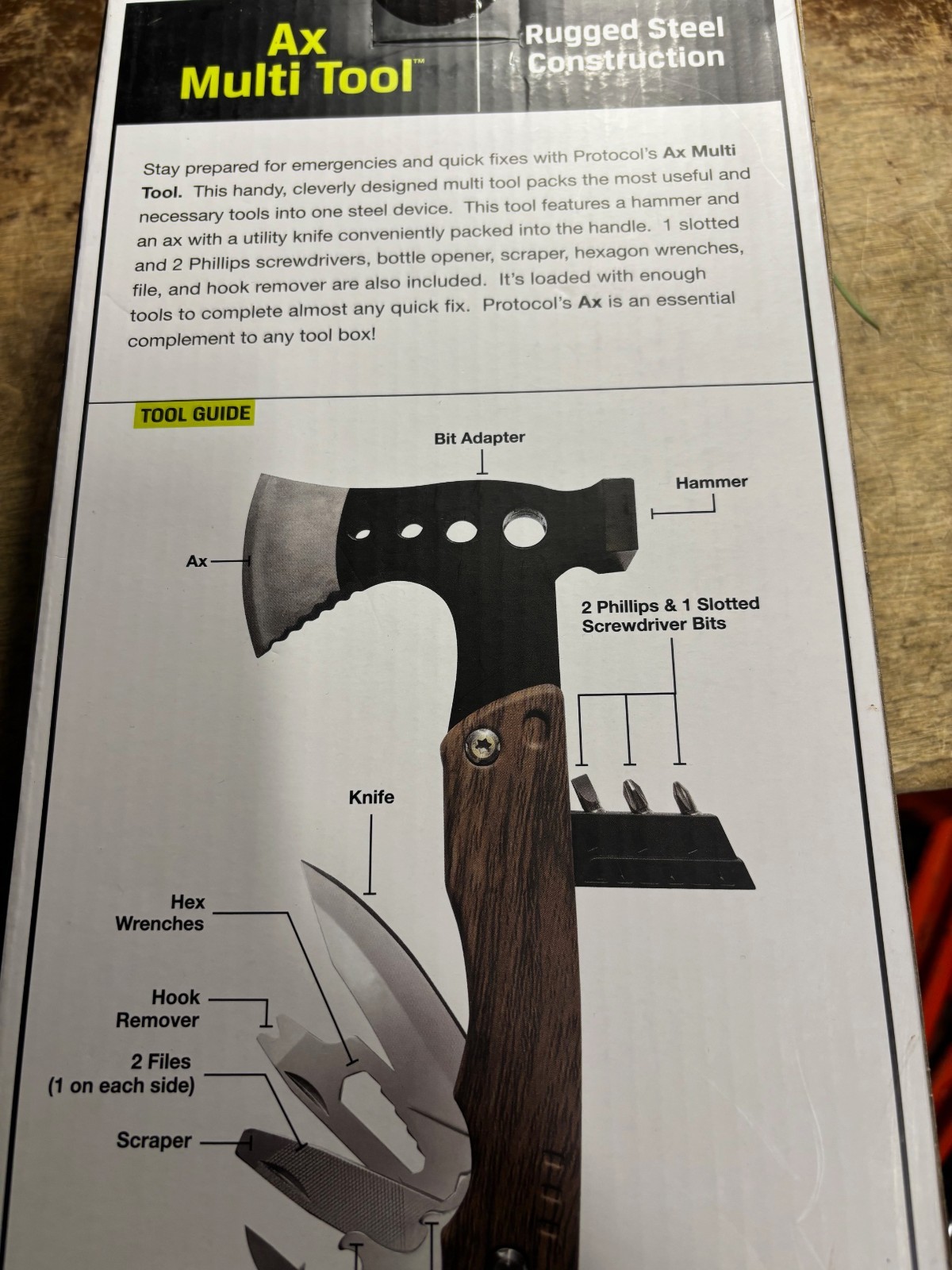 Protocol 17 in 1 Ax Multi Tool NEW in package knife wrench files scraper more