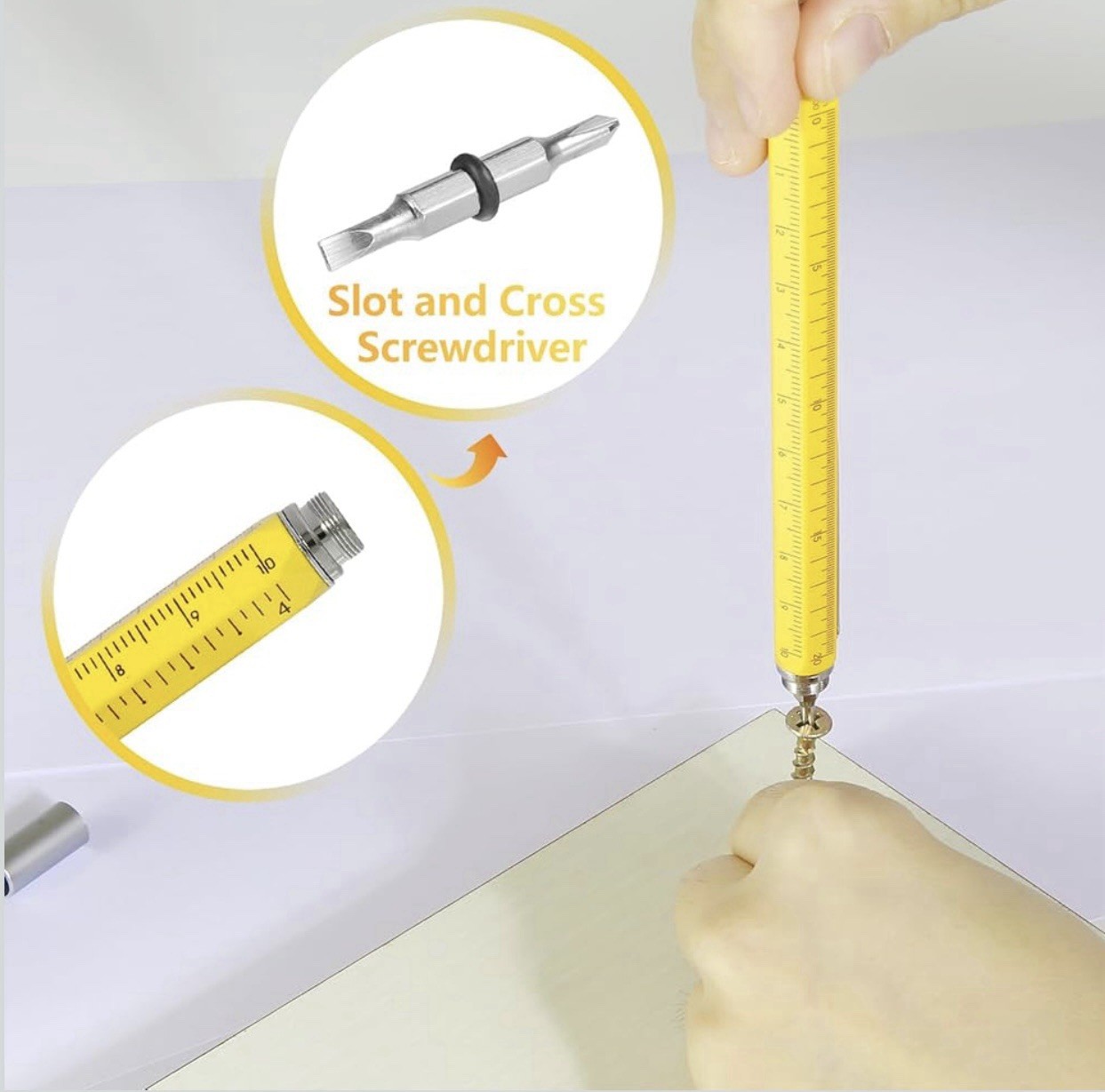 Multi Tool Pen 6 in 1 Gadgets Gift Idea – Level, Stylus, Screw Driver, Ruler