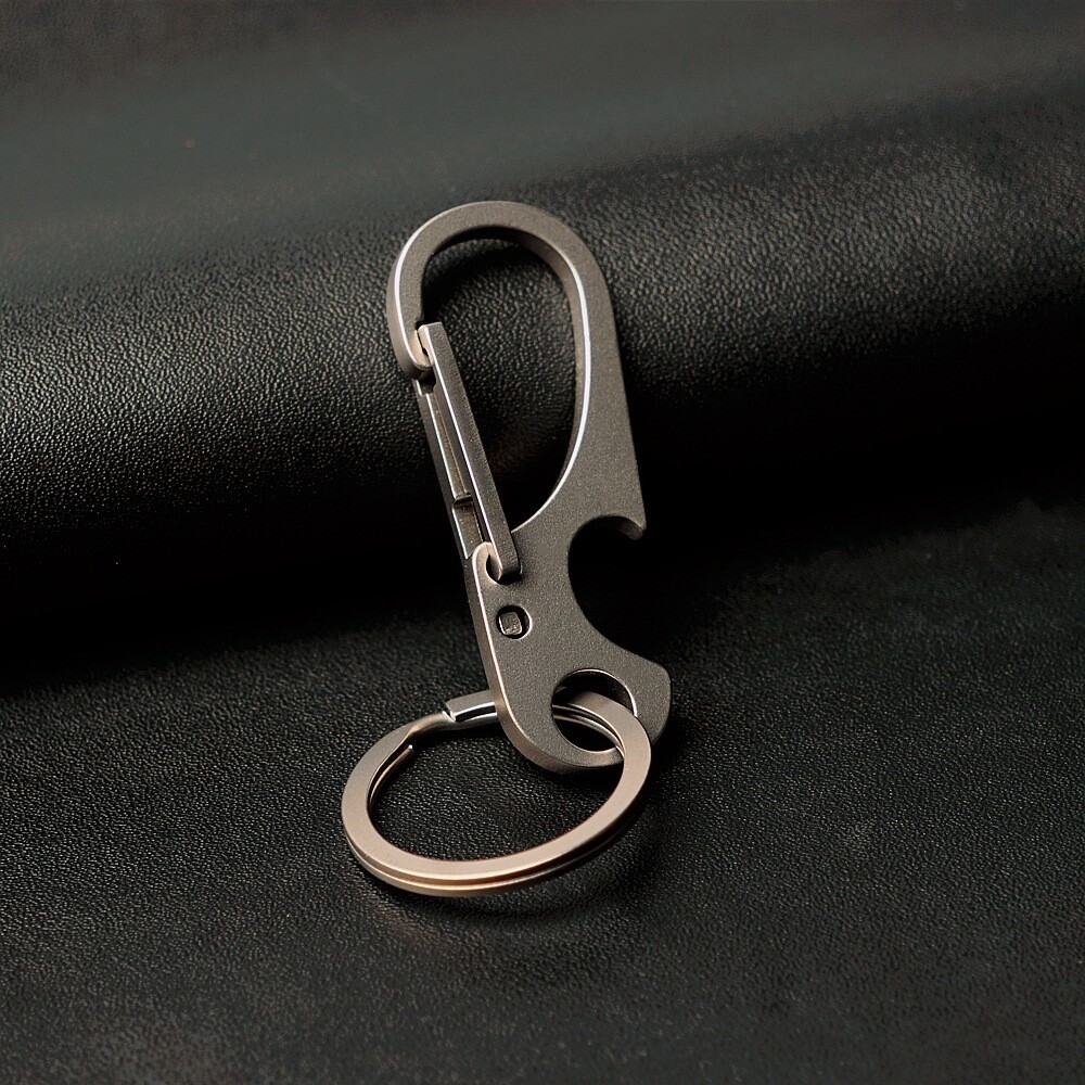 EDC Titanium Alloy Keychain + 28MM Steel Key Ring Hanging Buckle Portable Tool