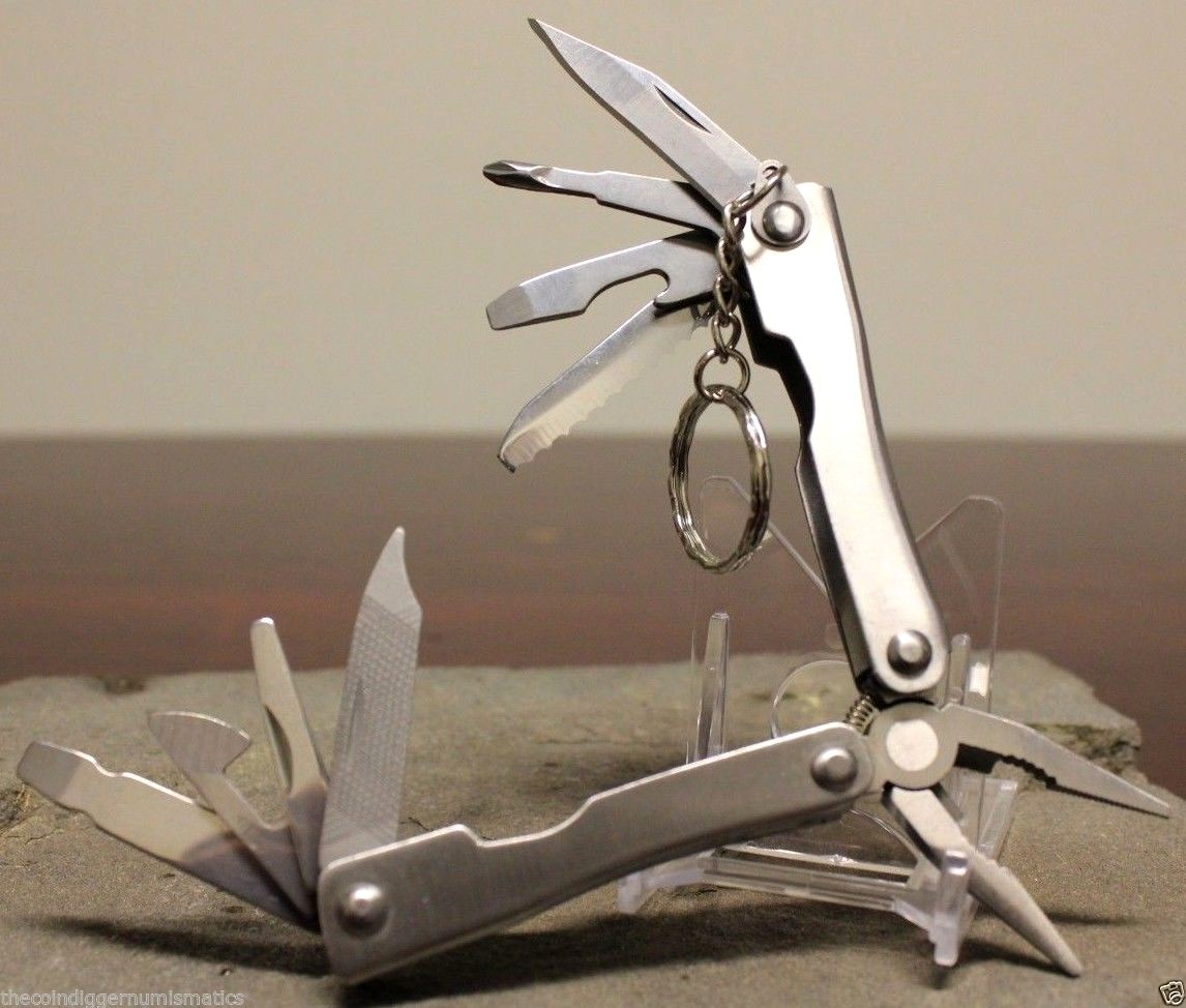 9 in 1 Survival Stainless Steel Multi Tool Pliers Knife Wrench Mini Camping Kit