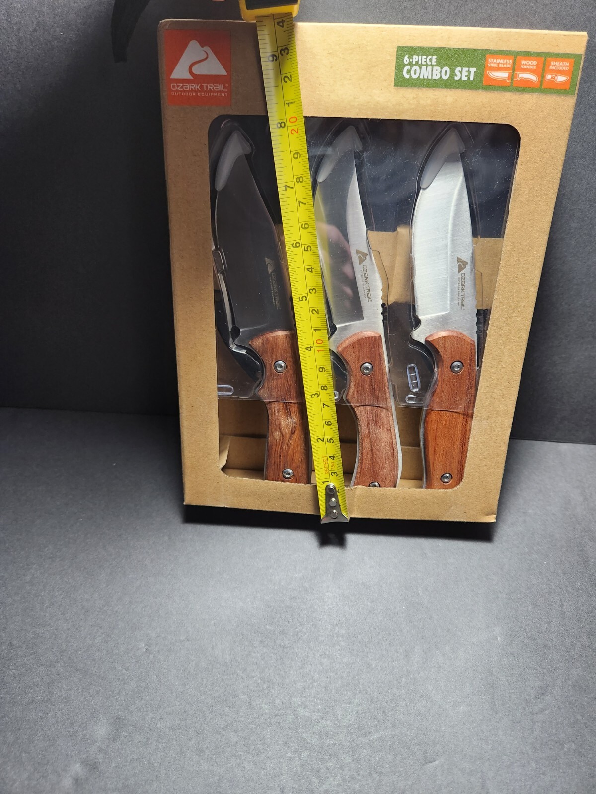 Ozark Trail 6-piece Combo Set New With Sheaths Wood Handles Stainless Steel