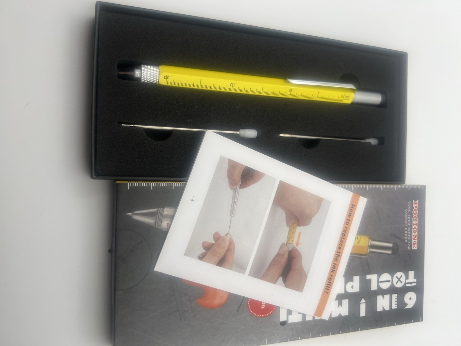 Pocione 6 in 1 Multi Tool Pen NIB Stylus Level Ruler Screwdriver