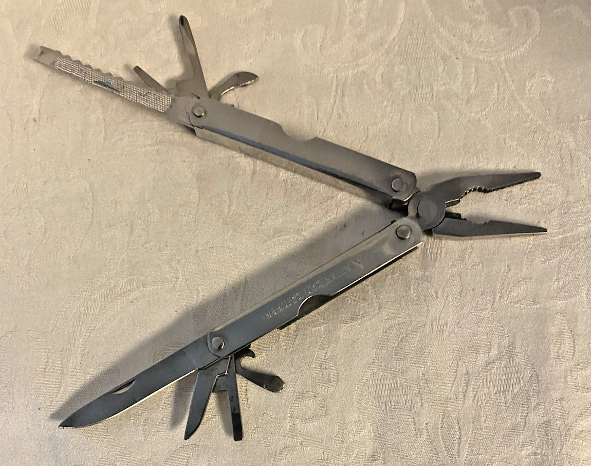Vintage American Camper Stainless Steel MULTI TOOL Faux Leather Case Included
