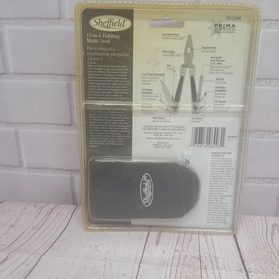 NIB Sealed Sheffield Premium Multi Tool Knife 15 in 1 Stainless W/Pouch