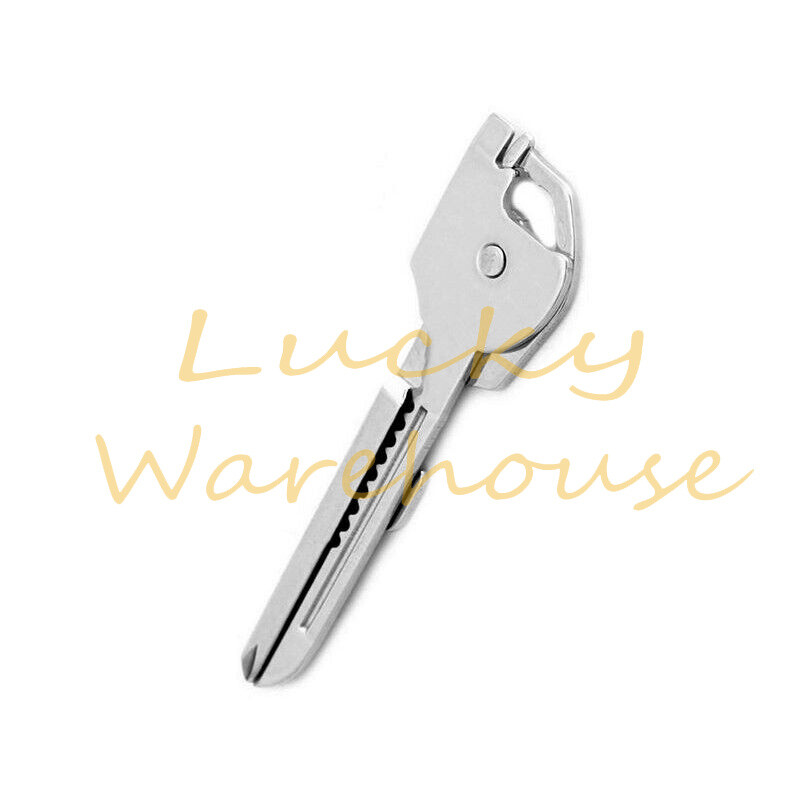 1PCS New 6-in-1 Utili Key Tool Keyring Keychain Multifunction Stainless Steel