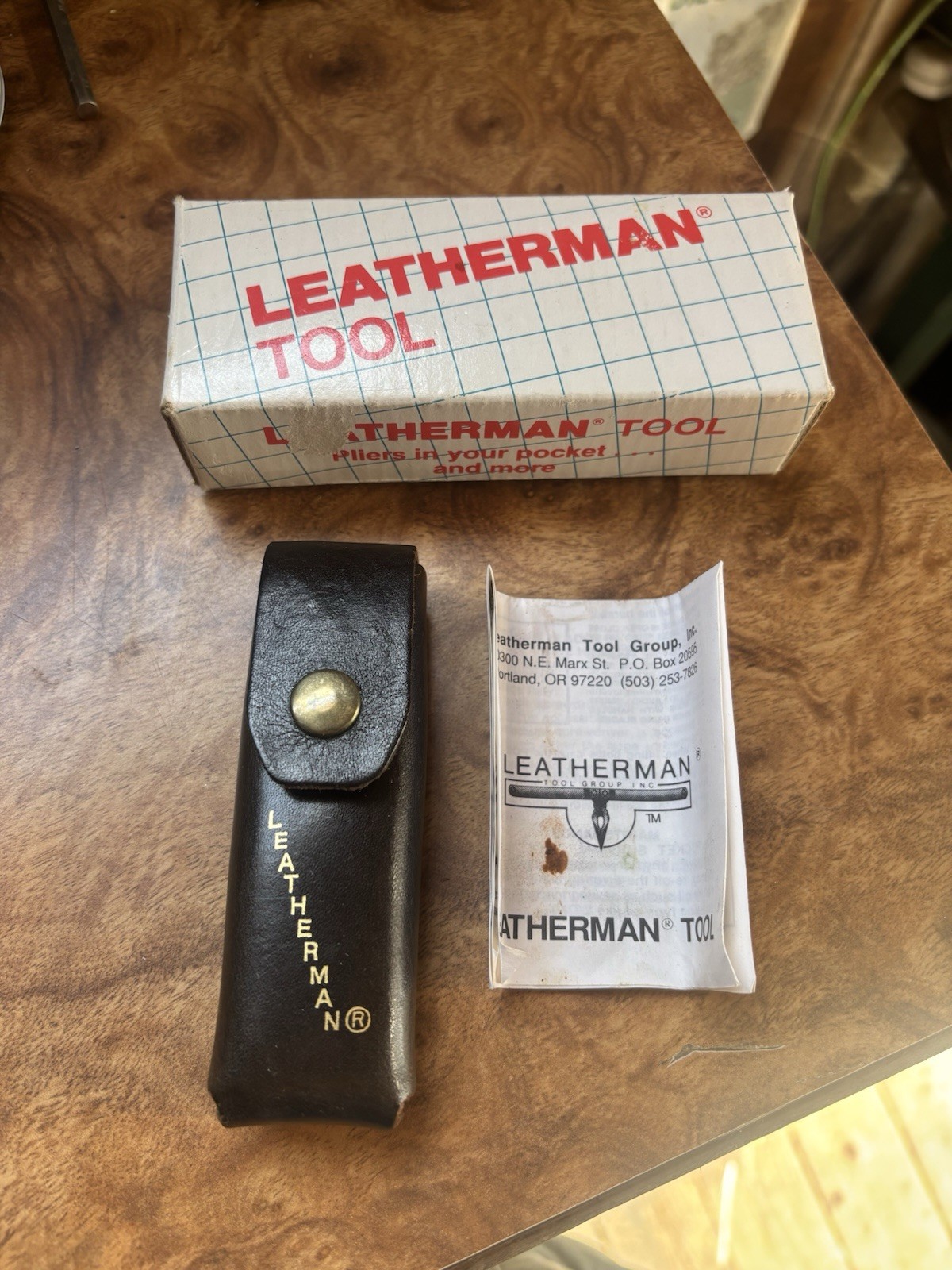 ORIGINAL 1985 LEATHERMAN TOOL VINTAGE LEATHER SHEATH BOX PAPERS 1325473 NEW Rare