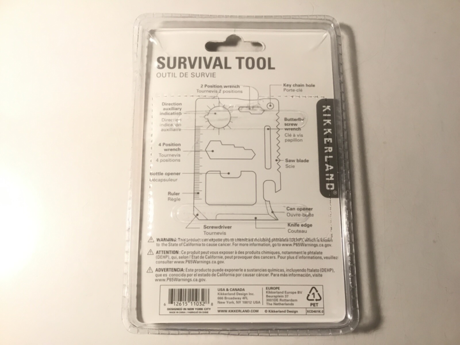 Kikkerland Stainless Steel 11 Function Survival Tool with Pouch NEW