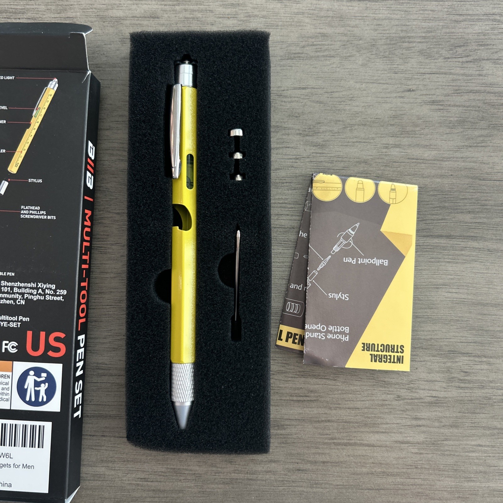 BIIB Multi Tool 9 In 1 Pen Set /Batteries Stylus Screwdriver Light Level Ruler