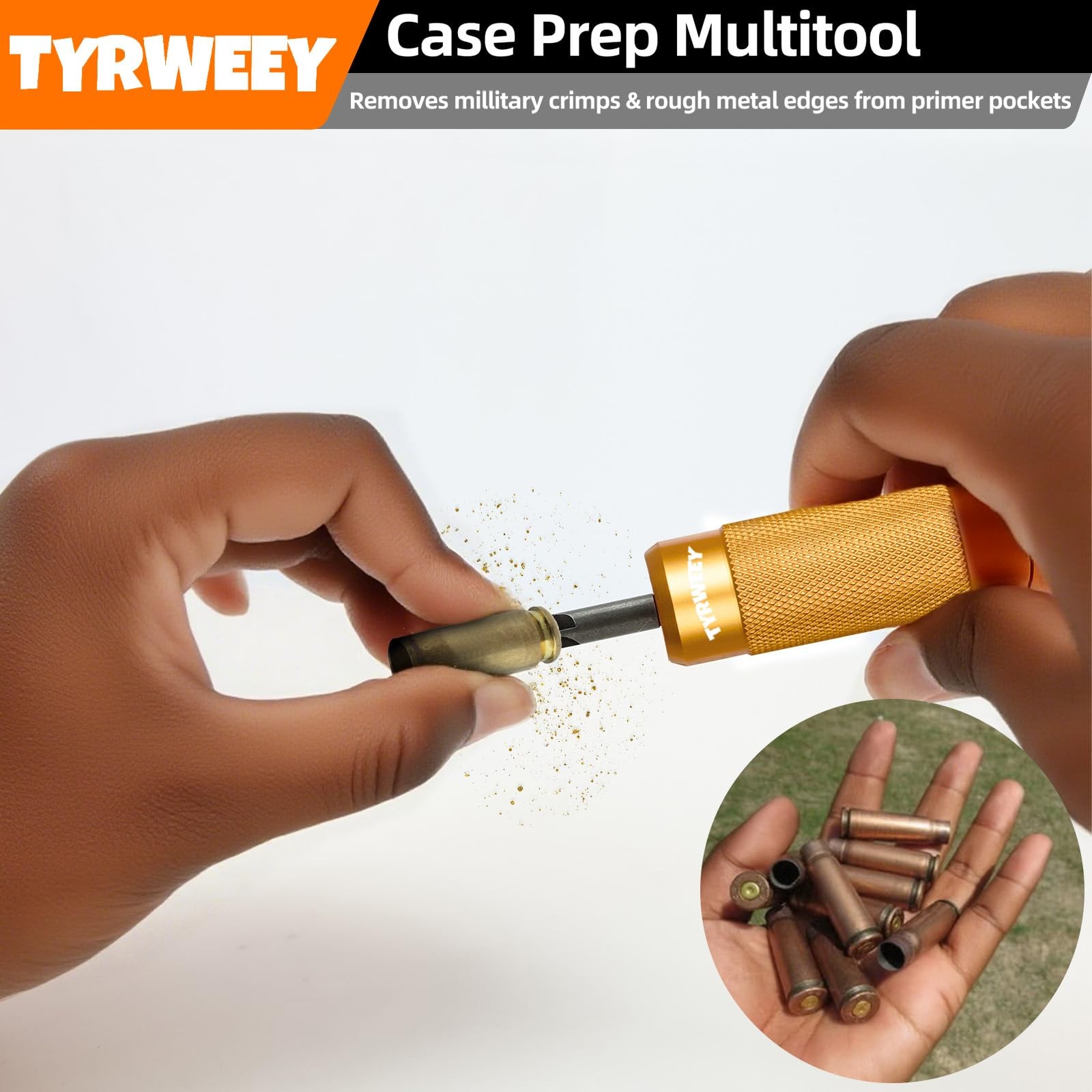 Orange Case Prep Multitool, Reloading, Chamfer, Deburring, Primer Pocket Reamer