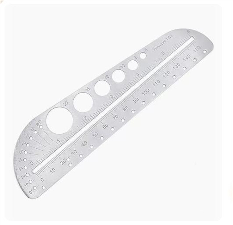 EDC Titanium Alloy Ruler 15CM/ 6 Inch Portable Scale Protractor TC4 Multi Tool