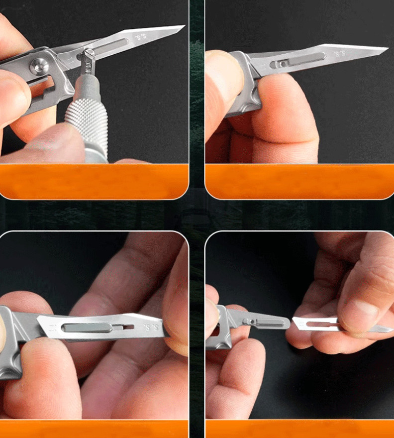 Titanium EDC Pry Bar Folding Scalpel Knife Pocket Keychain Crowbar Opener Ruler